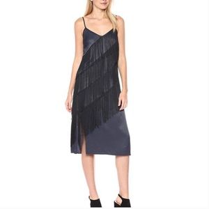 Nik+Zoe Ink Blue and Black Flapper Holiday Flapper Swing Fringe Dress size 8